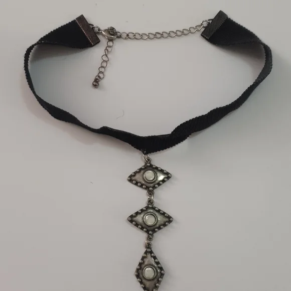 Long pendant adjustable choker boho black/grey - Picture 9 of 14